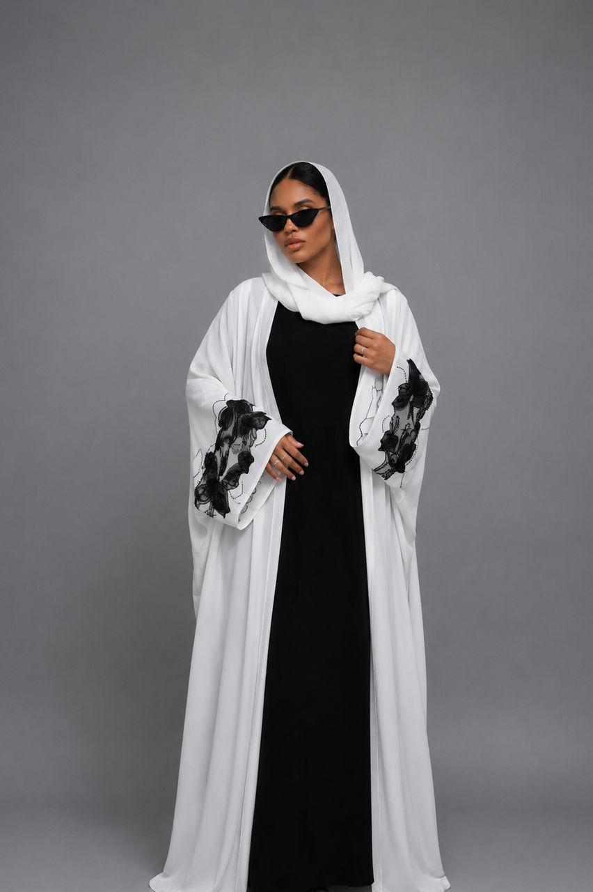 Abaya Bicolore Élégance Florale